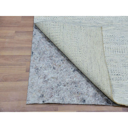 Rug 2'7"x13'9" Owl Gray Hand Knotted Grass Design Undyed Pure Wool Runner