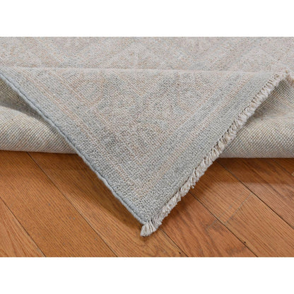 4'X6' Beige Hand Knotted Washed Out Khotan Design Pure Wool Rug
