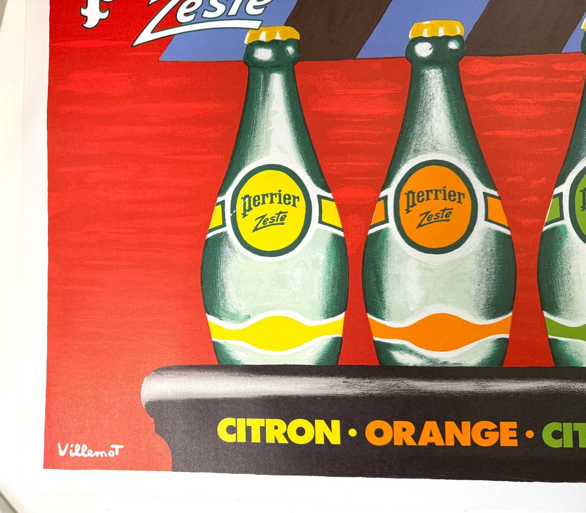 Villemot Bernard Vintage Poster Perrier Zeste Heavy Paper Linen