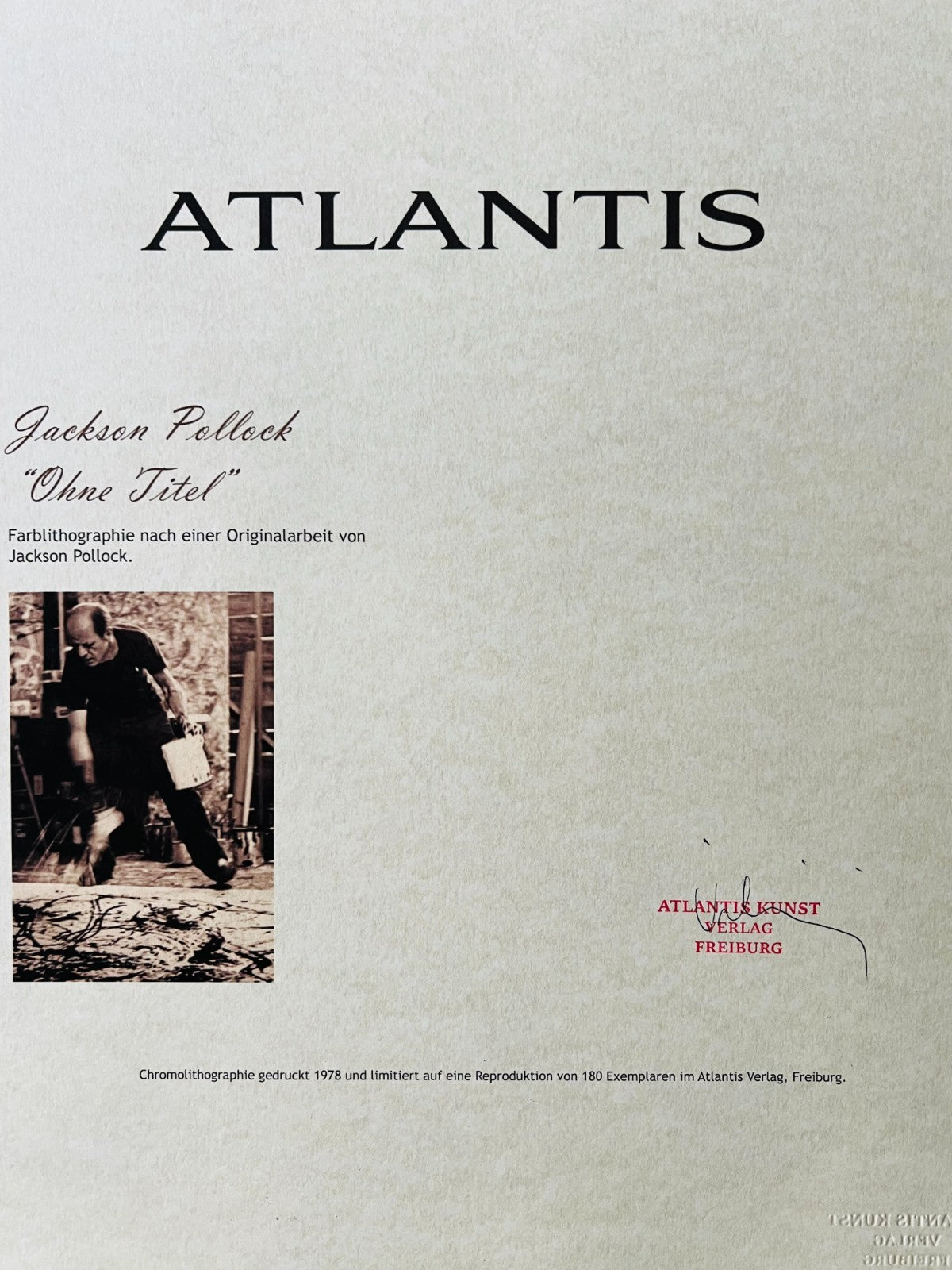 Jackson Pollock Action Painting Coa Signed Numbered In Pencil Limited Edition