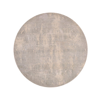 6'X6' Flannel Gray Wool And Silk Hand Knotted Modern Abstract Round Rug