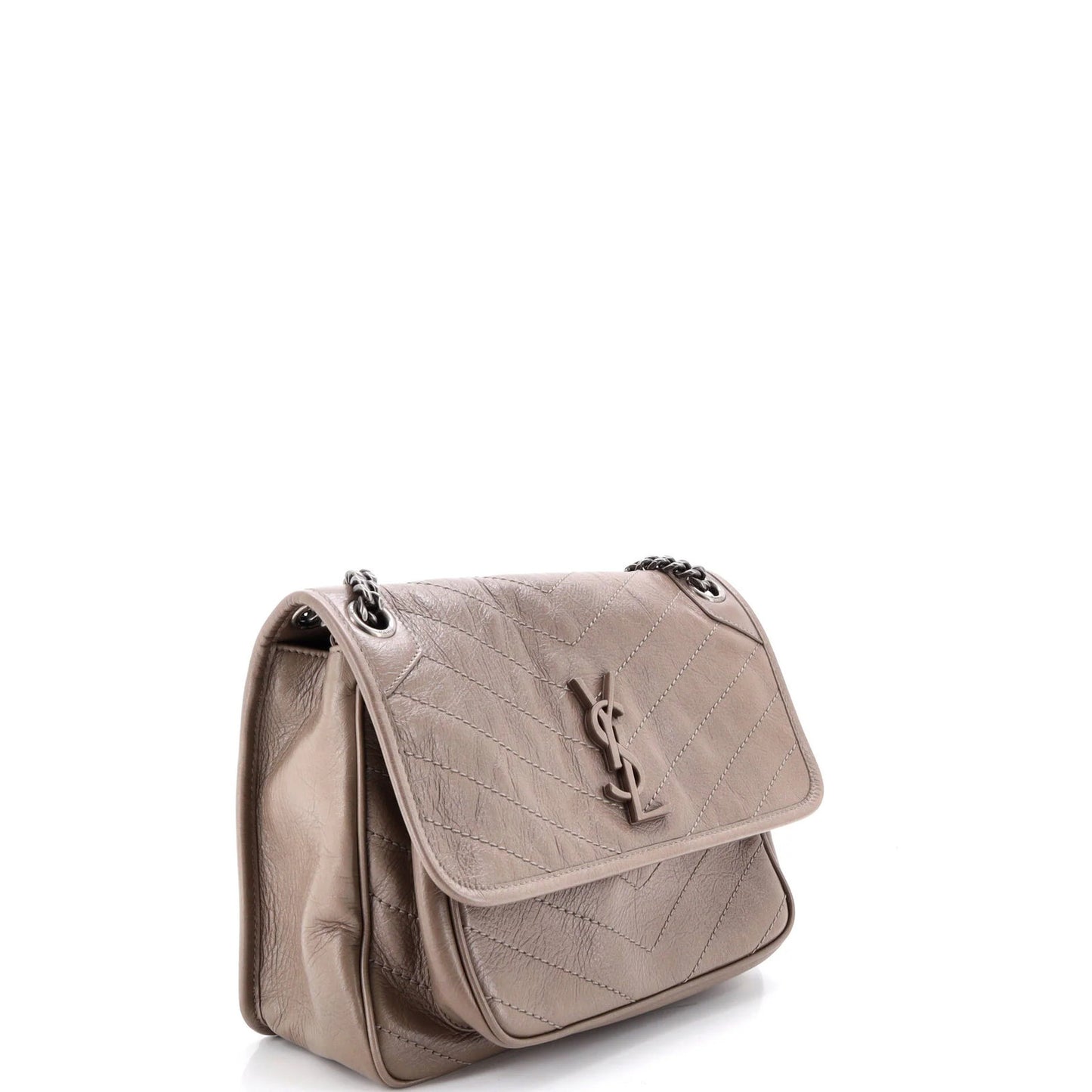 Saint Laurent Niki Chain Flap Bag Matelasse Chevron Leather Medium