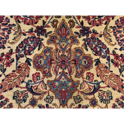 3'X12' Ivory Antique Zoroastrian Karman Wool Runner Rug Hand Knotted