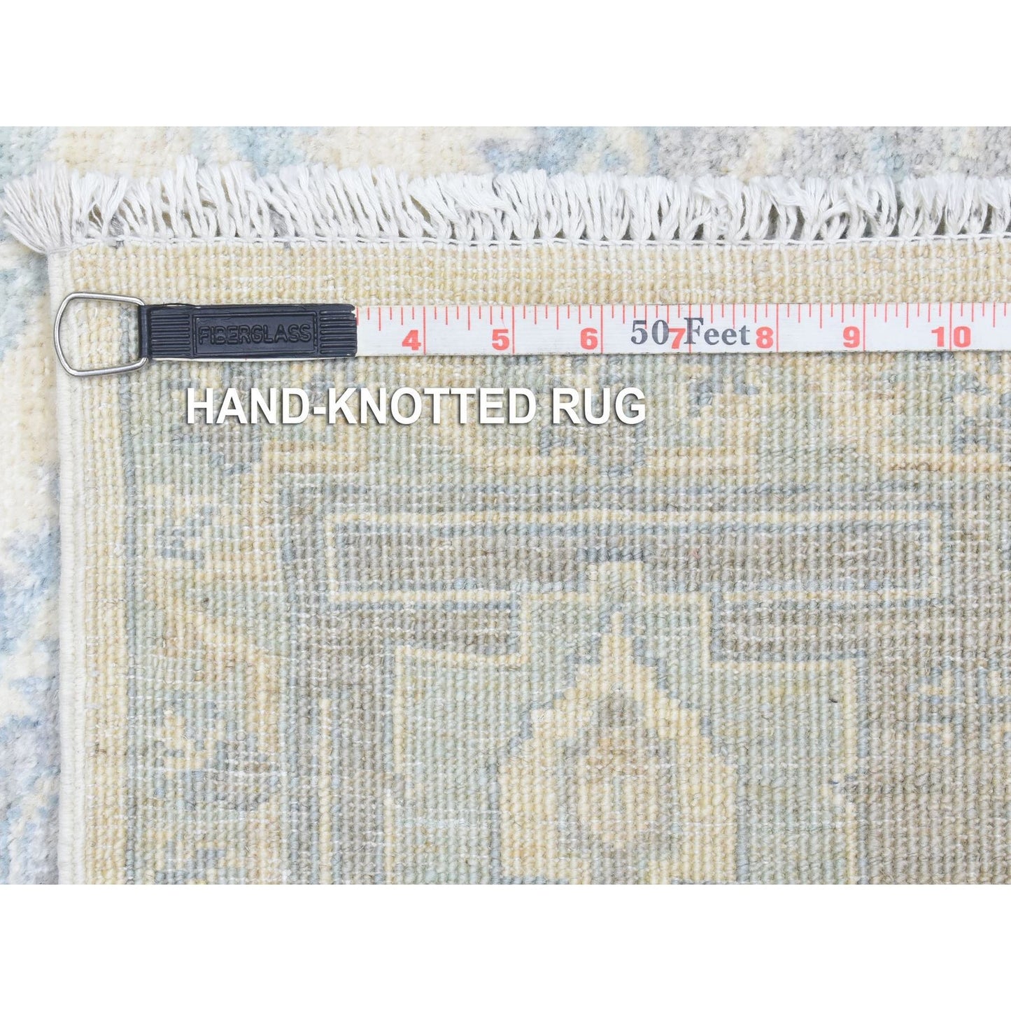 6'2"X8'9" Ivory White Wash Peshawar Organic Wool Hand Knotted Rug