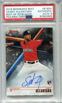 Sandy Alcantara 2018 Bowman`S Best #B18Sa (Psa) Auth/Auto 9 Card