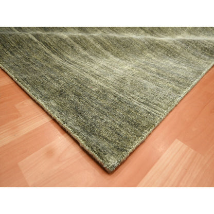 9'10"X14' Green Plain Design Hand Knotted Soft & Pure Silk Oriental Rug