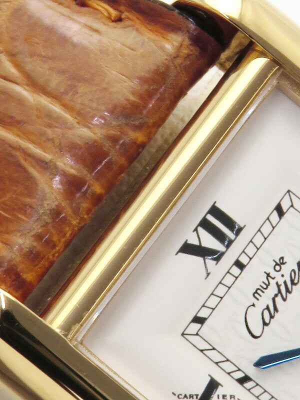 Cartier Mast Tank Vermeil Sm W1013654 White Ladies Used Watch #61023