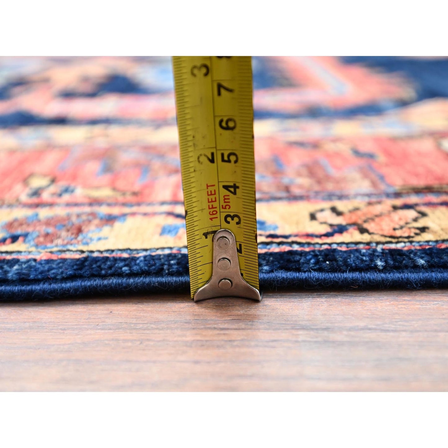 4'1"X6'2" Blue Heris Vegetable Dyes Design Extra Soft Wool Oriental Rug