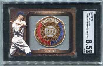Lou Gehrig 2009 Topps Legends Commemorative Patch Card #Lpr-3 Sgc Graded 8.5