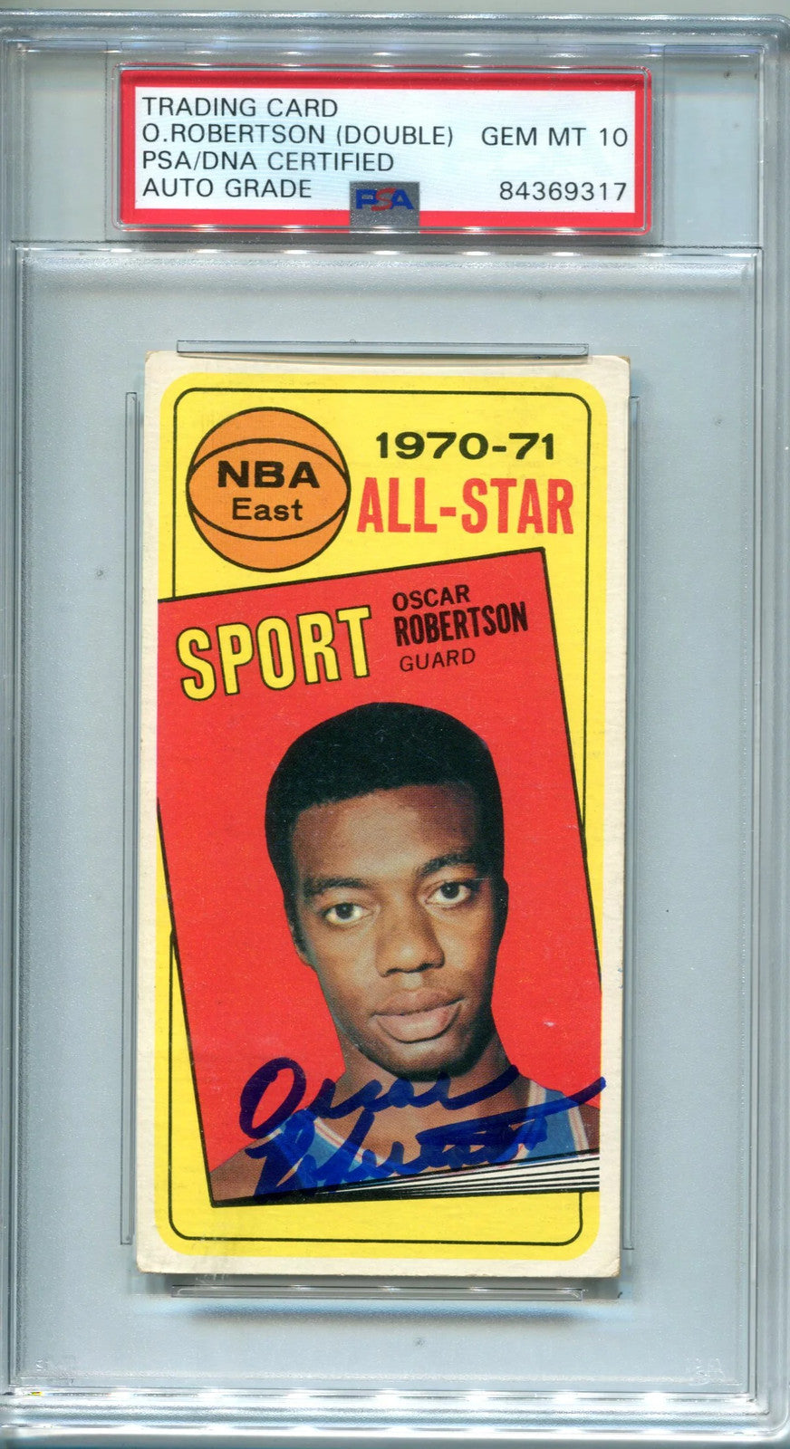 Oscar Robertson Autographed 1970-71 Topps Card #114 Psa Auto Gem Mt 10