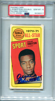 Oscar Robertson Autographed 1970-71 Topps Card #114 Psa Auto Gem Mt 10