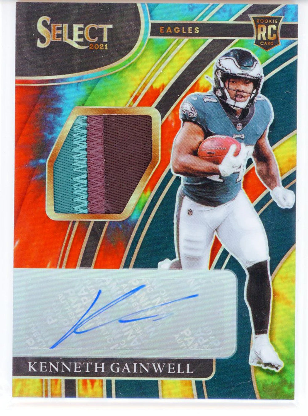 Kenneth Gainwell Autographed 2021 Panini Select Tie Dye Prizm Rookie Card #Rs-Kg