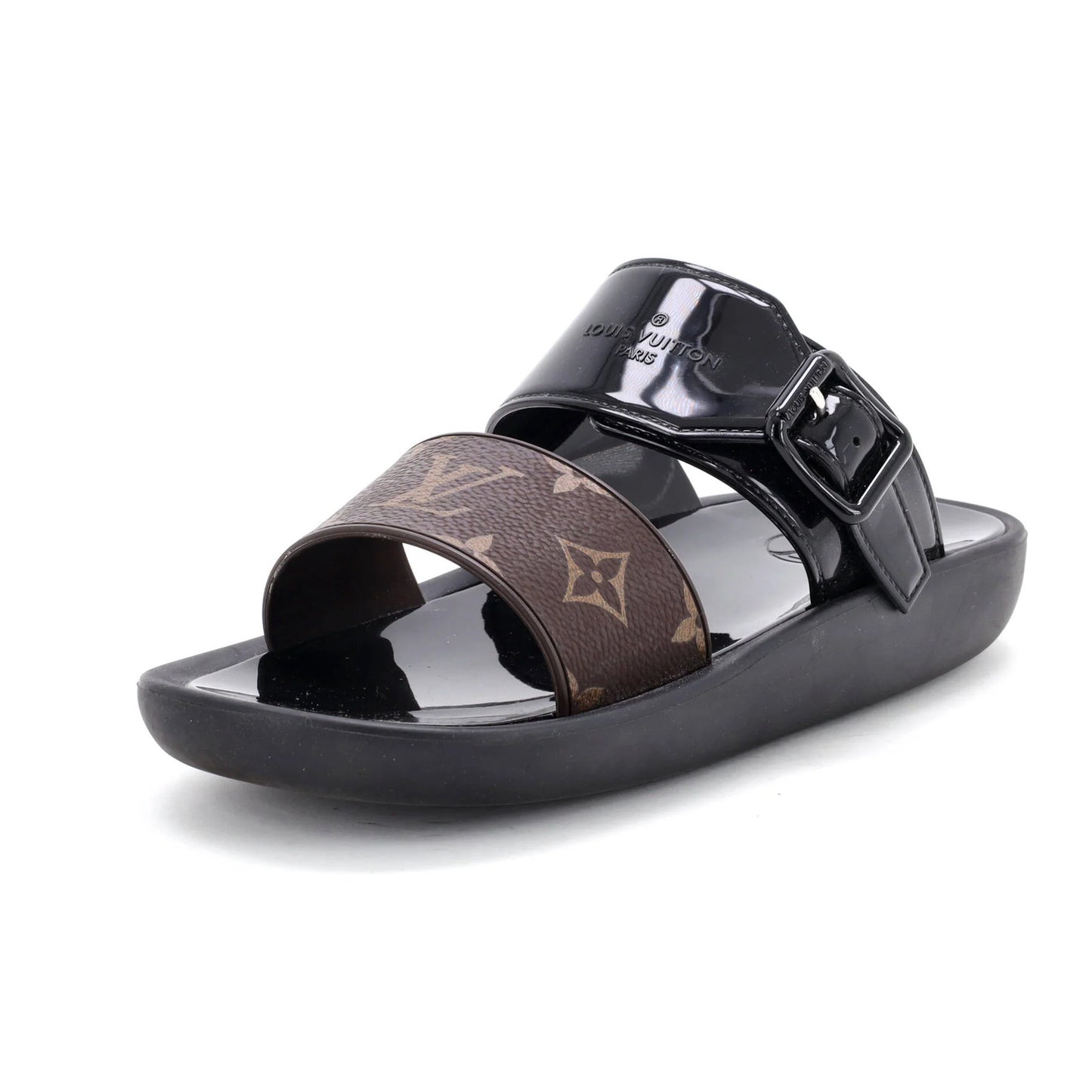 Louis Vuitton Women'S Sunbath Flat Mule Sandals Monogram Canvas And Rubber