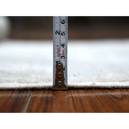 1'9"X3' Gray Hand Knotted Mahal Design Washed Out Wool Mat Oriental Rug