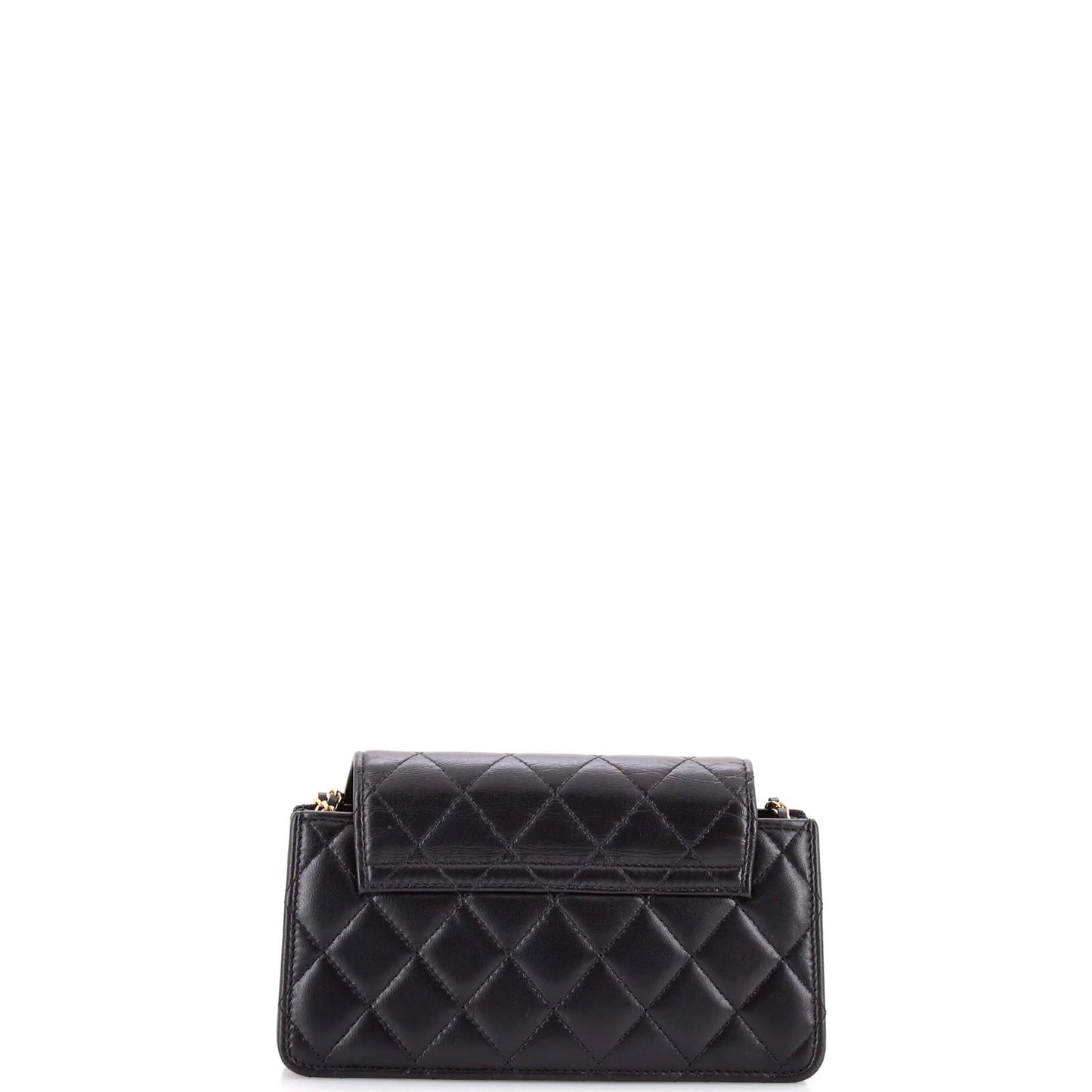 Chanel Cc Accordion Round Flap Phone Holder Quilted Lambskin