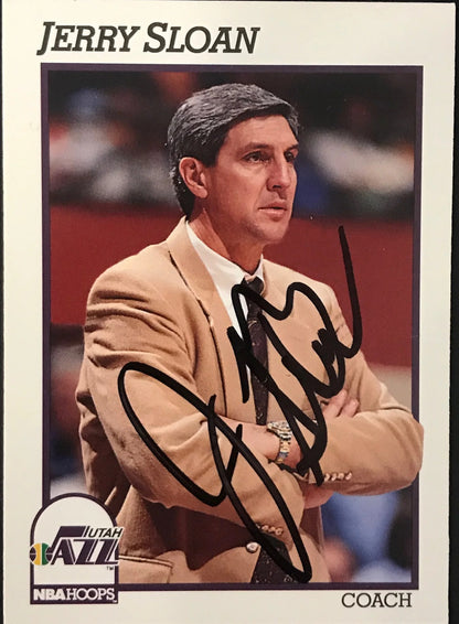 Jerry Sloan Autographed 1991-92 Nba Hoops Card (Jsa)