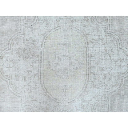 9'6"X12'5" Hand Knotted Ivory Vintage Farsian Karman Worn Wool Rug