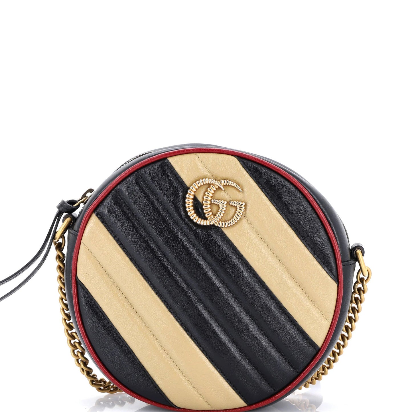 Gucci Gg Marmont Round Shoulder Bag Diagonal Quilted Leather Mini