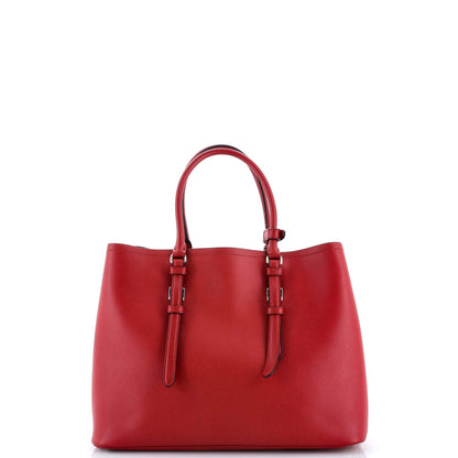 Prada Belted Strap Cuir Double Tote Saffiano Leather Small