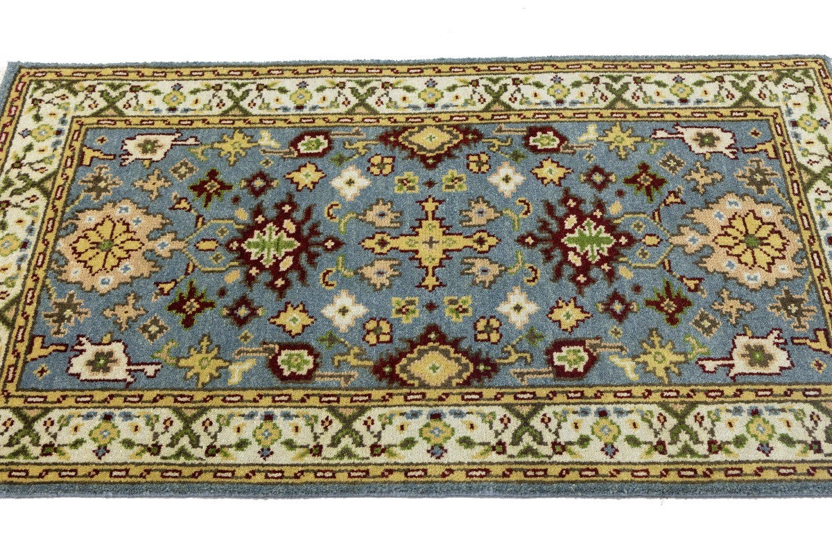 Hand-knotted gray floral chobi rug oriental farmhouse decor carpet