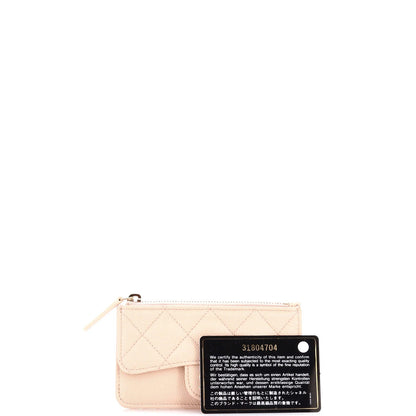 Chanel Flap Zip Card Holder Quilted Caviar