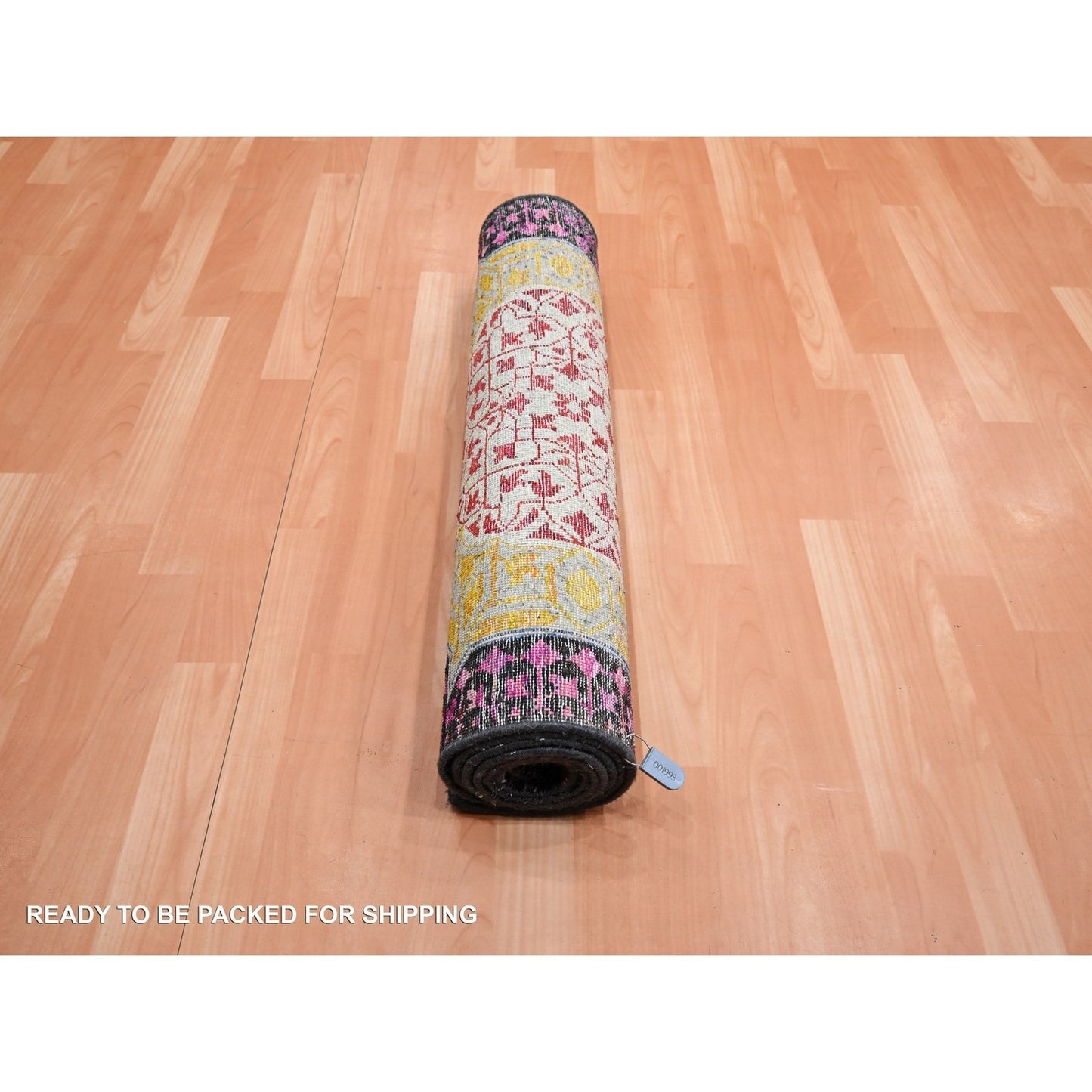 2'9"X8'1" Salsa Red Silk With Wool Mamluk Design Hand Knotted Runner Rug