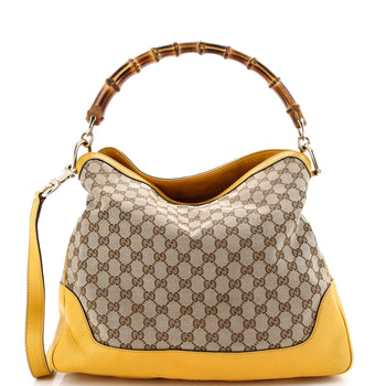 Gucci Diana Bamboo Shoulder Bag Gg Canvas Medium
