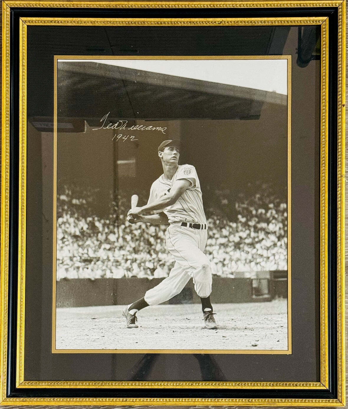 Ted Williams Autographed Framed 16X20 Photo (Grand Slam)