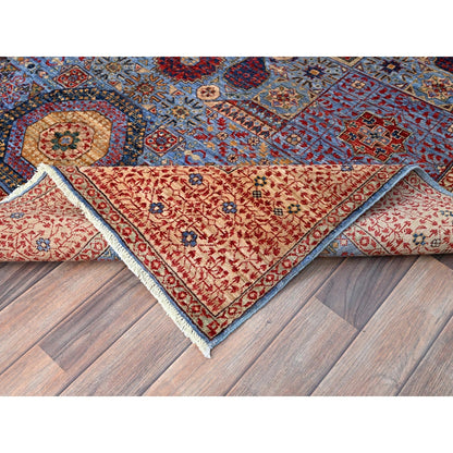 6'1"X9' Blue Hand Knotted All Wool Mamluk Dynasty 200 Kpsi Design Rug