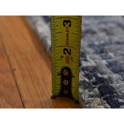 2'3"X3'2" Gray Silken Roman Mosaic Design Hand Knotted Sample Rug