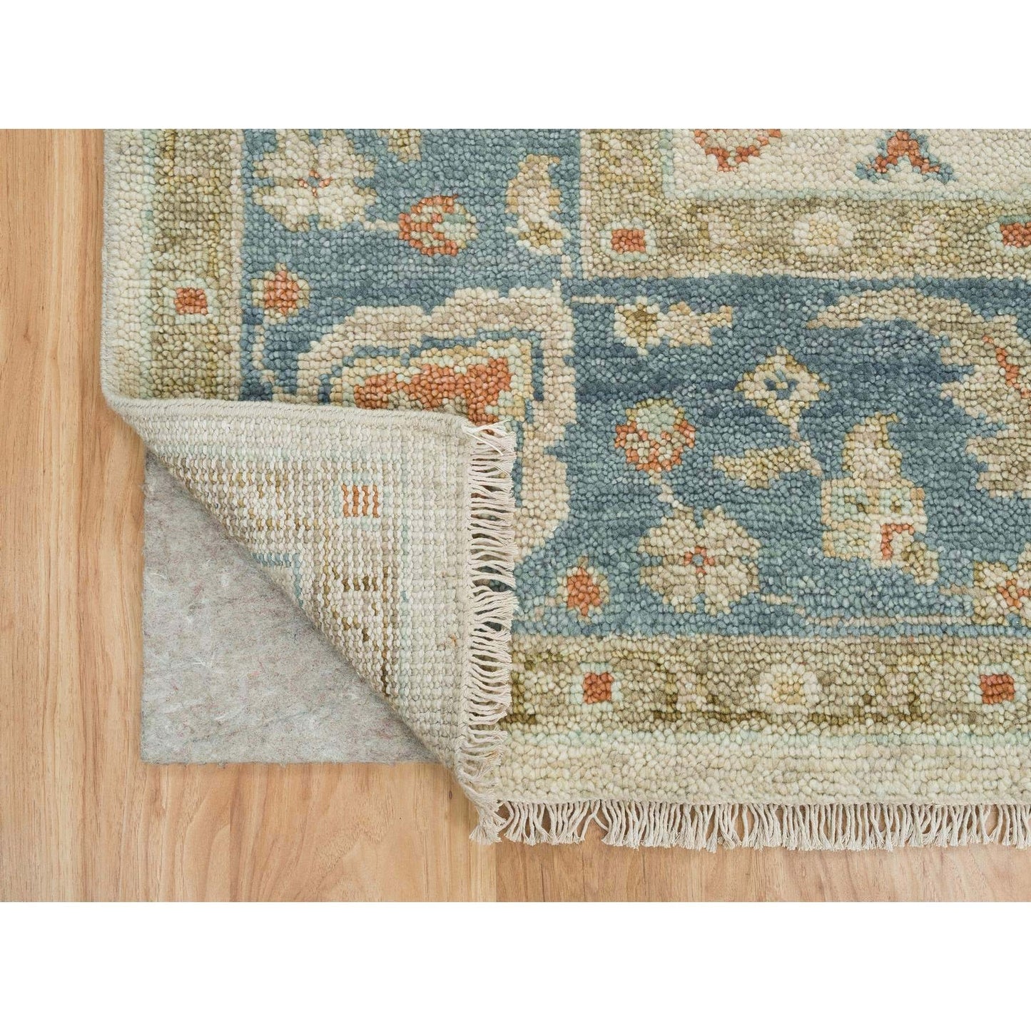 8'1"X10' Light Cream Oushak Design Pure Wool Hand Knotted Oriental Rug