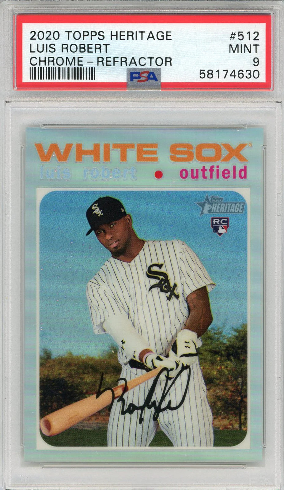 Luis Robert 2020 Topps Heritage Chrome Refractor Rookie Card #512 (Psa)