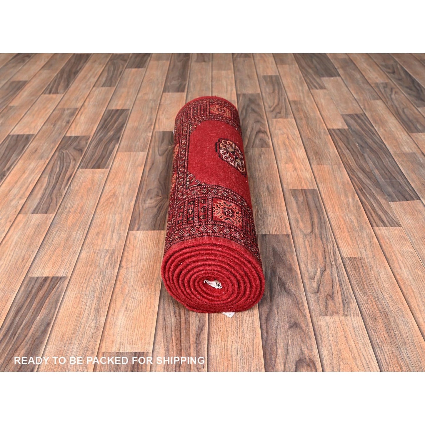 2'6"X9'10" Red Hand Knotted Rug Princess Bokara Tribal Medallions Wool