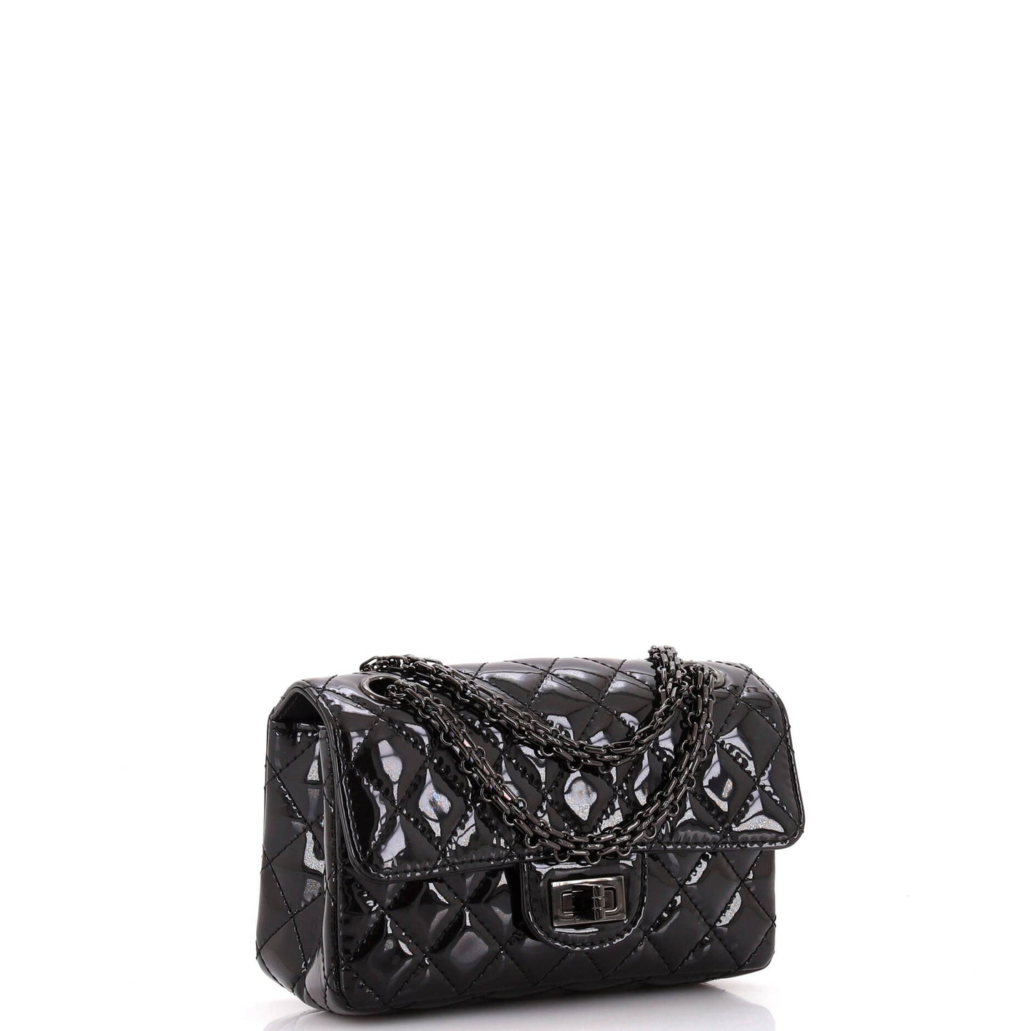 Chanel So Black Reissue 2.55 Flap Bag Quilted Patent Mini
