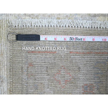 2'8"X11'6" Old Moss Green Rural Design Angora Oushak Oriental Runner Rug