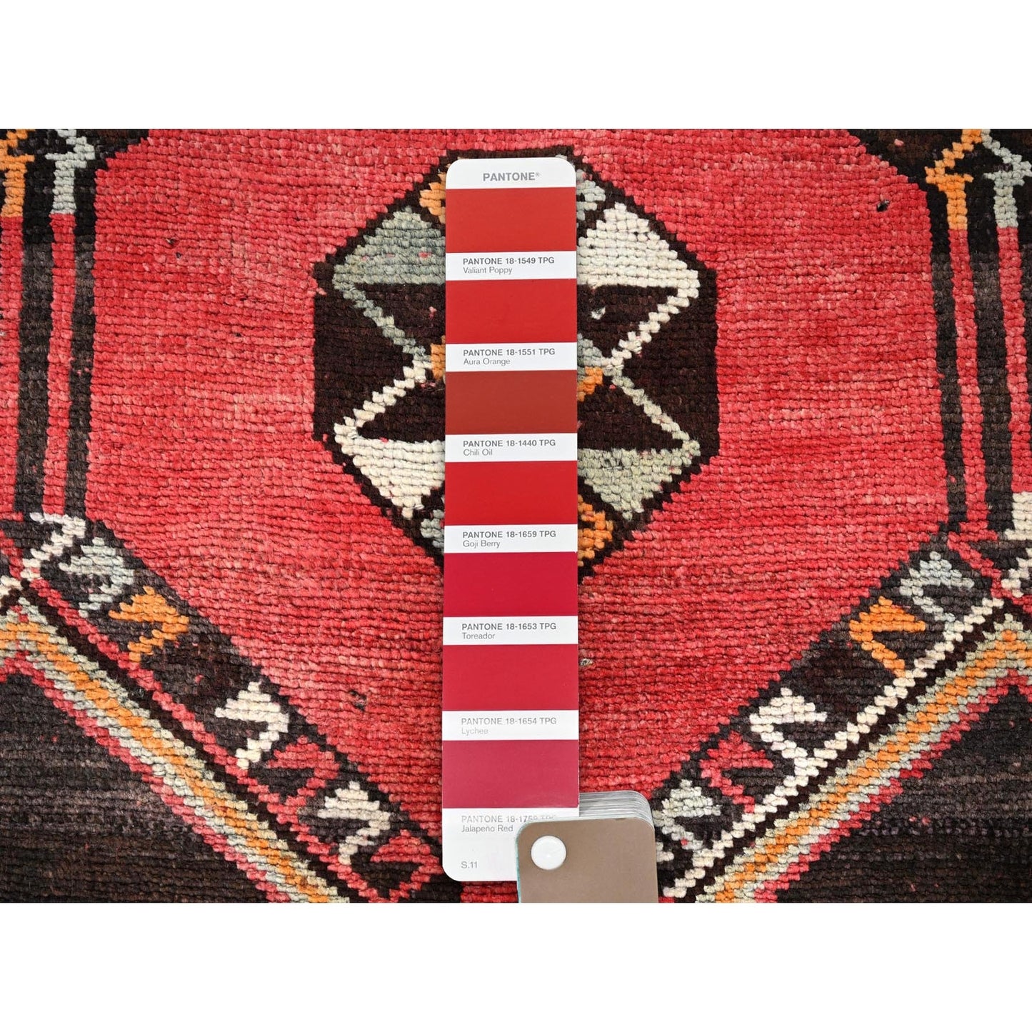 3'1"X8'4" Red Vintage Zoroastrian Sheeraz Pure Wool Hand Knotted Runner Rug
