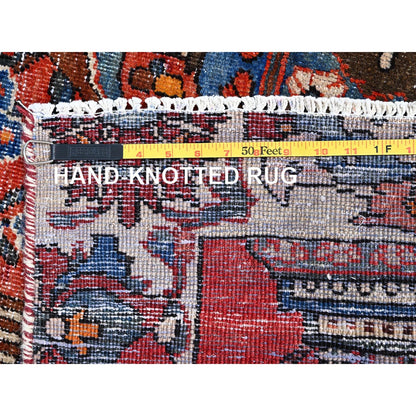 4'X5'10" Bullseye Red Old Zoroastrian Bakhtiari Soft Wool Oriental Rug