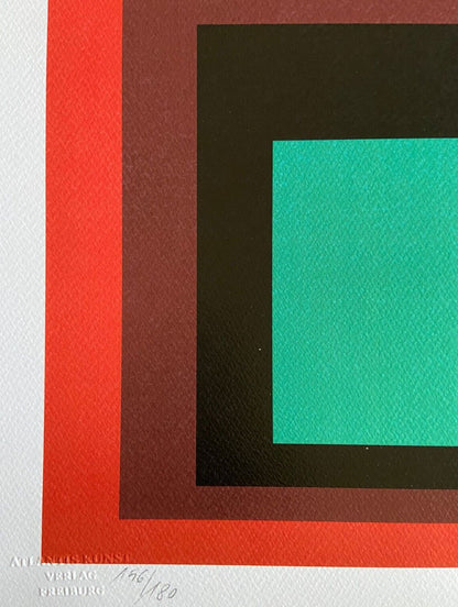 Josef Albers Lithograph Coa Signed Op Numbered 180 Piet Mondrian