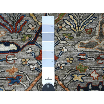 3'X11'10" Gray Hand Knotted Aryana Bidjar Garus Wool Runner Oriental Rug