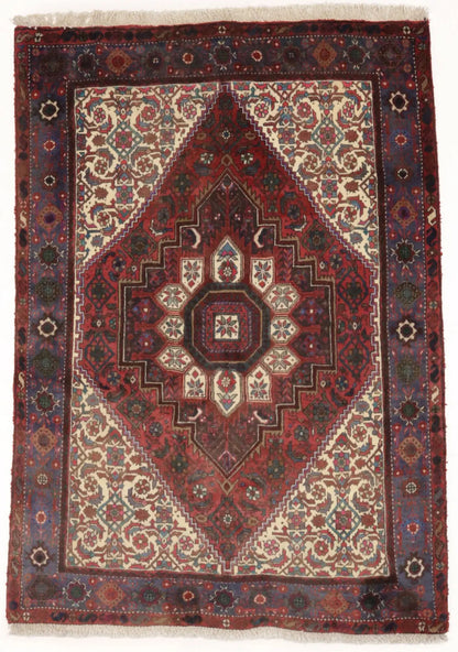 Vintage Handmade Oriental Rug Floral Geometric