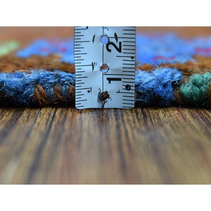 6'1"X7'8" Geometric Design Hand Made Wool Colorful Afghan Village Rug