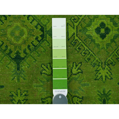 8'X9'8" Pear Green Overdyed Kazak Geometric Design Hand Knotted Wool Rug