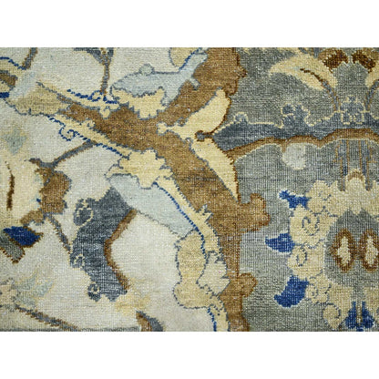 8'1"X10'2" Ivory Zoroastrian Ispahan Inspired Hand Knotted 100% Wool Rug