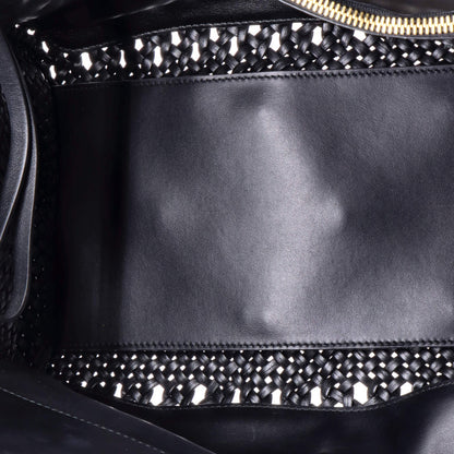 Salvatore Ferragamo Studio Satchel Woven Leather And Leather Medium