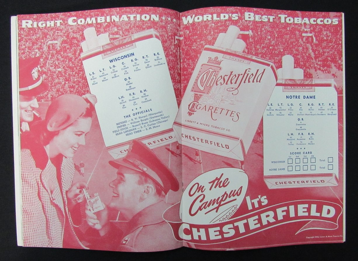 10/21/1944 Wisconsin Vs. Notre Dame College Program 185934