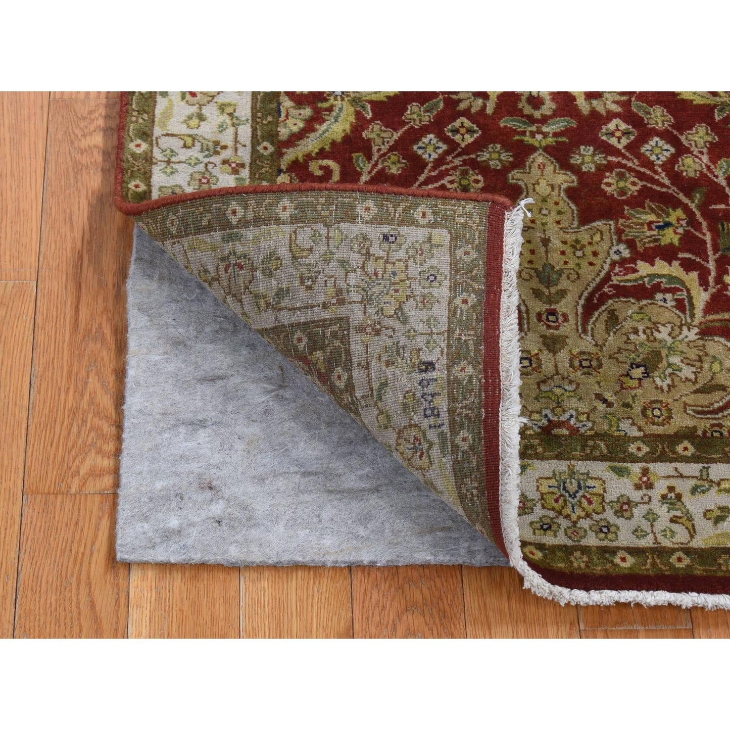 2'4"X11'5" Barn Red Kishoon Revival Wool Hand Knotted 300 Kpsi Runner Rug