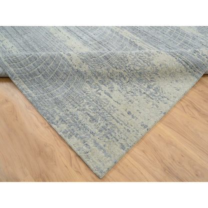 Rug 12'x17'10" Gray Wool And Plant Based Silk Hand Loomed Oversized