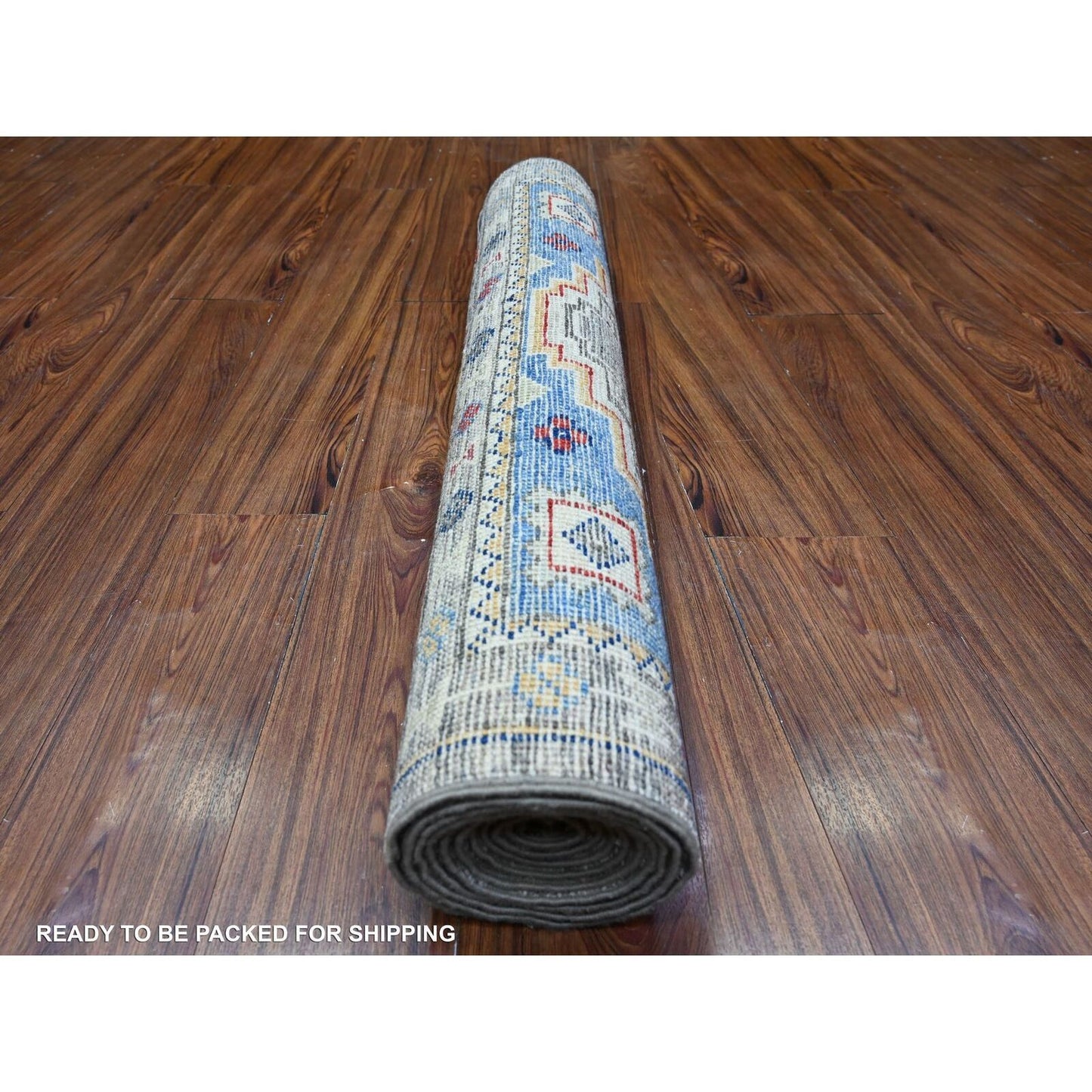 3'1"X9'9" Gray Angora Oushak Medallions Wool Hand Knotted Runner Rug