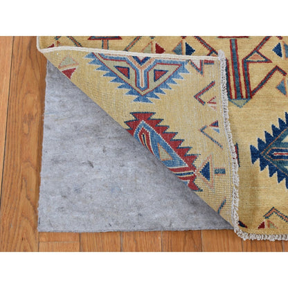 6'1"X9'1" Mellow Yellow Special Kazak Design Hand Knotted Soft Wool Rug