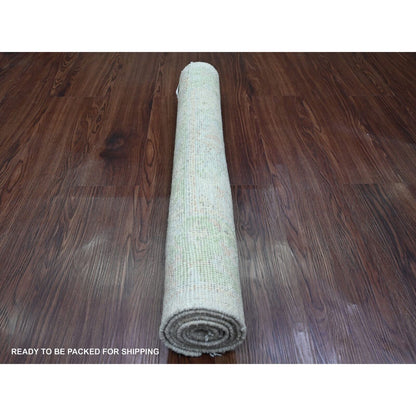 2'10"X5'8" White Hand Knotted Afghan Angora Oushak 100% Wool Runner Rug